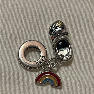 Pandora 925 Sterling Silver Croc Shoe Charm with Rainbow Pendant